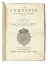 CRYPTOGRAPHY.  Porta, Giovanni Battista della. De furtivis literarum notis, vulgo de ziferis libri IIII.  1563.  Lacks the 3 volvelles.